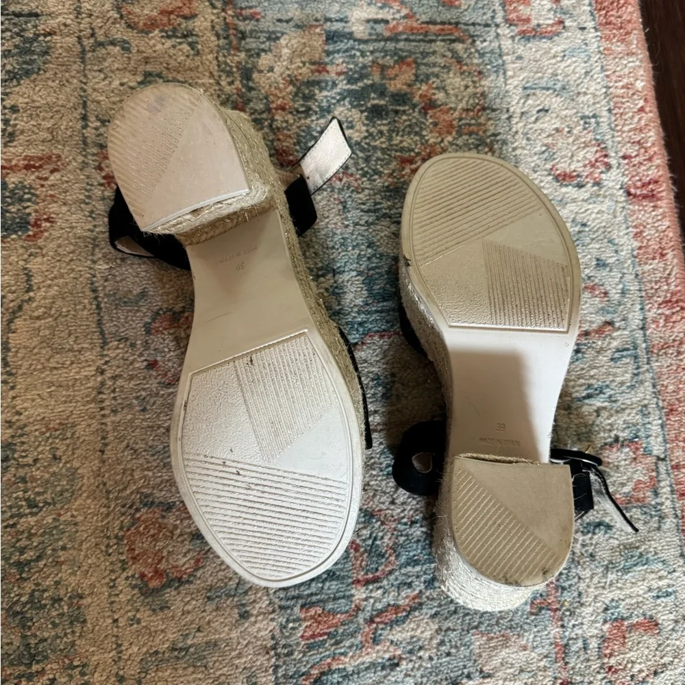 VISCATA Jana Black Suede Platform Espadrille Sandals Size 39 (8.5)